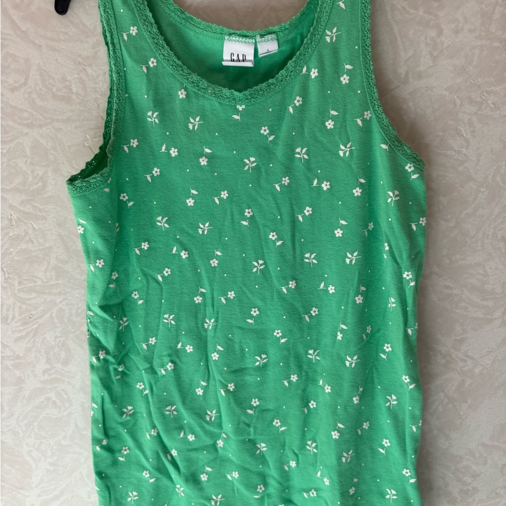 GAP Girl’s Green Floral Tank Top